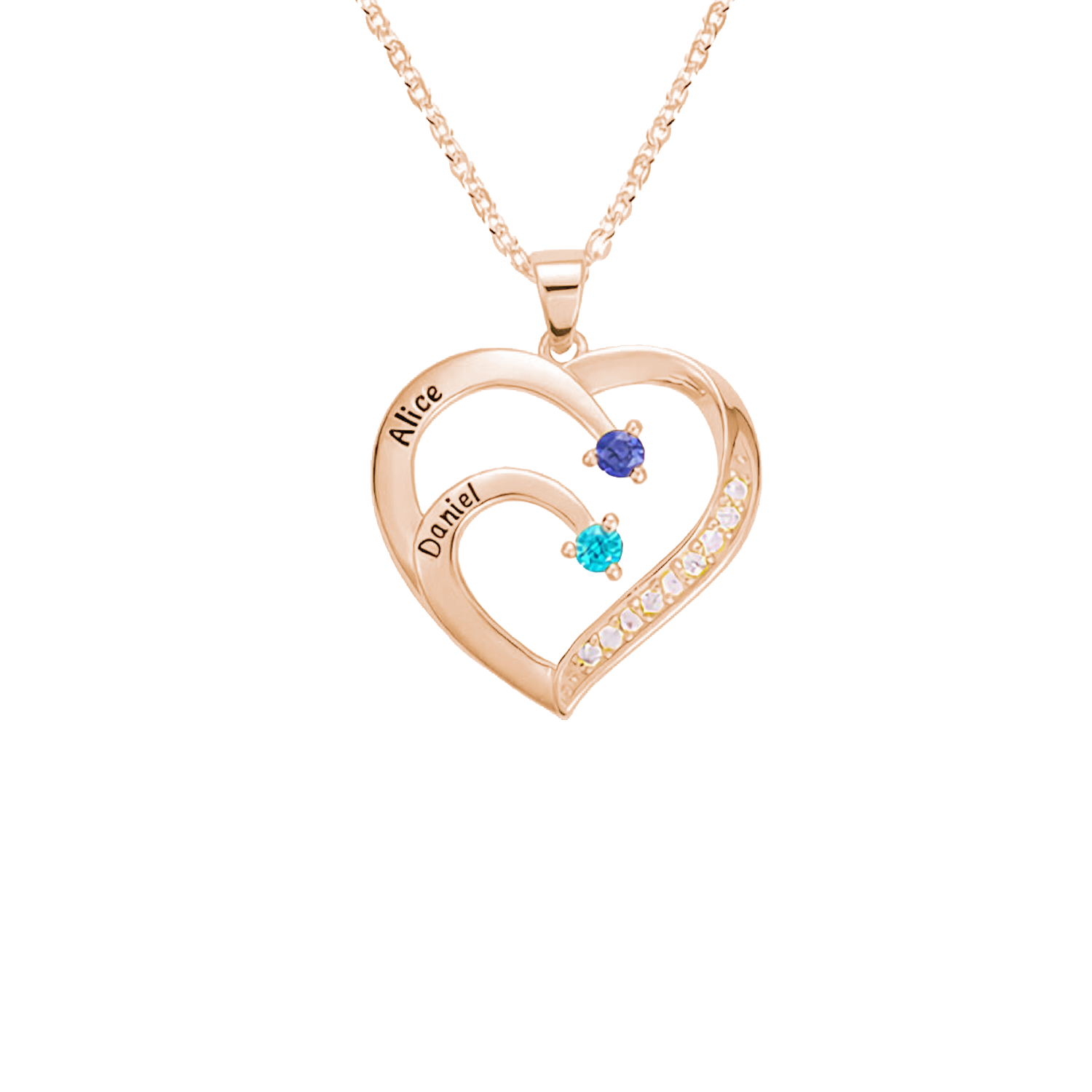 Gepersonaliseerde Naam Hart Ketting met Geboortesteen