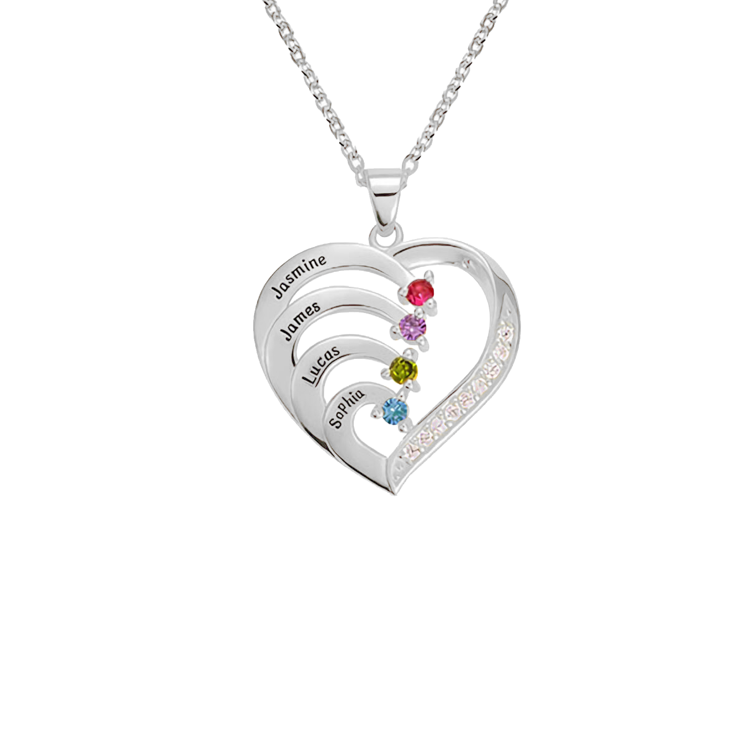 Gepersonaliseerde Naam Hart Ketting met Geboortesteen
