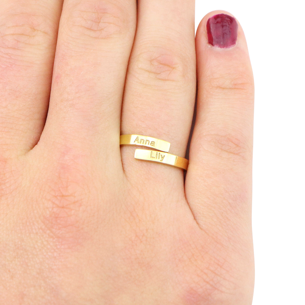 Elegante Dubbele Naam Ring
