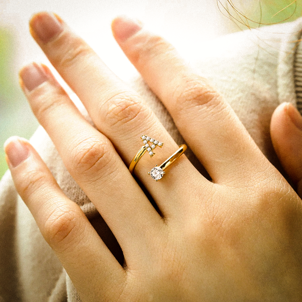 Zirconia Initialen Ring